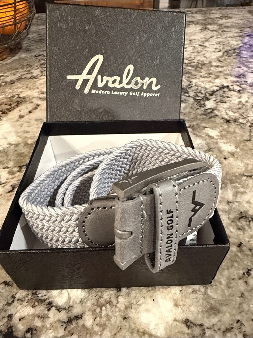 Avalon Light Gray Woven Men's Belt with Suede Trim